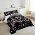 thumbnail image 4 of Erosebridal Eiffel Tower Paris Print Comforter Sets Full Size, Pink Butterfly Flower Comforters & Duvets, Super Cozy Bedding Full Comforter Set, Black Bedroom Decorative, 3-Piece, 4 of 8