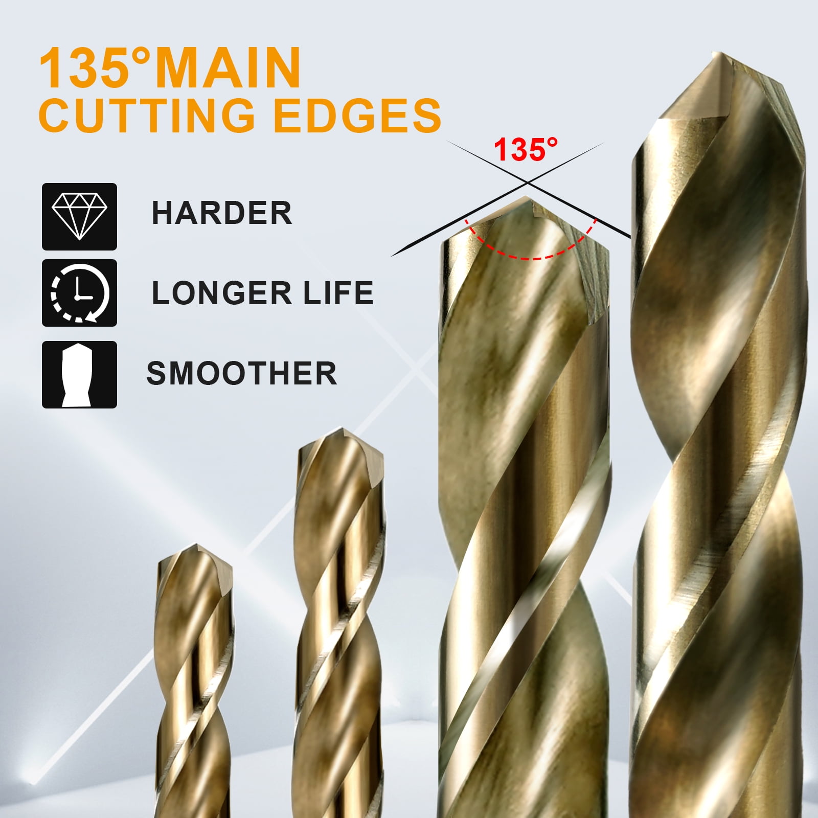 Cobalt Drill Bit Set for Metal and Hardened Steel, 21Pcs M35 HSSTwist Jobber Metal Drill Bits 1/16"-3/8", with Index Storage Box