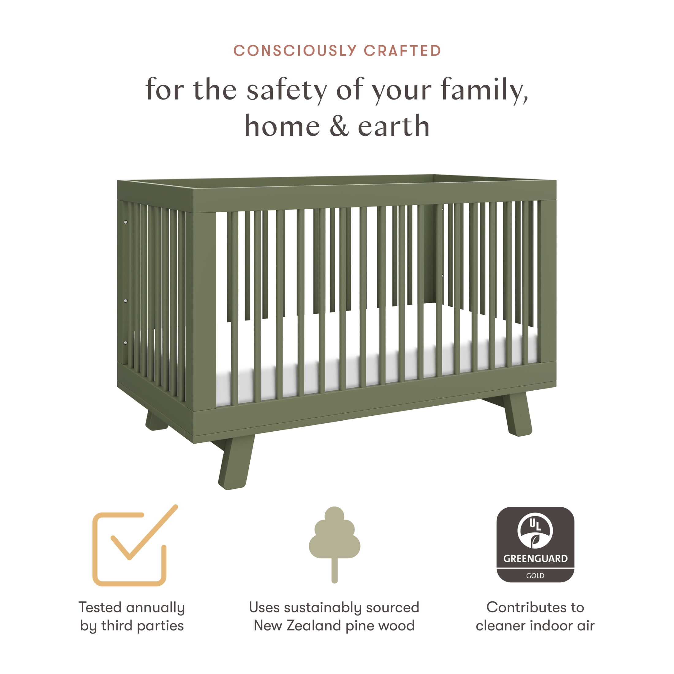 Babyletto Hudson 3-in-1 Convertible Crib with Toddler Bed Conversion Kit