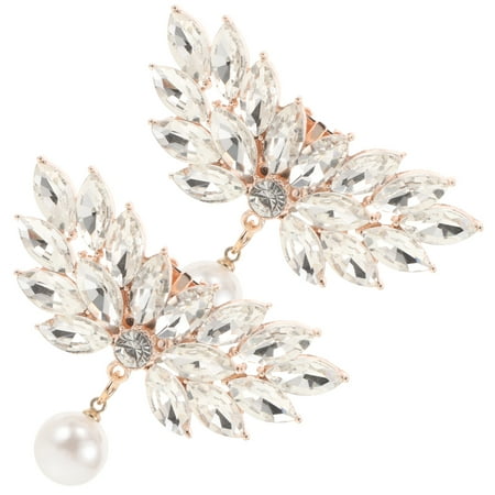 FRCOLOR 2pcs Detachable Rhinestones Pearl Shoe Clips Crystal Shoe Buckles Wedding Bridal Shoe Jewelry Charm for Women High Heels