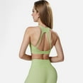 thumbnail image 5 of Women's Seamless Ribbed Sports Bra with Scoop Neck and Wide Straps - Large, Green, 5 of 7