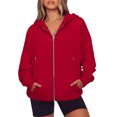 thumbnail image 2 of Resicozy Zip Up Hoodie Women Oversized Y2K Hoodies Casual Long Sleeve Sweatshirts Fall Spring Track Jackets with Pockets 2026 Red S, 2 of 5