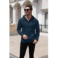 thumbnail image 3 of COOFANDY Men's Thermal Sweatshirts with Kangaroo Pocket, Casual Drawstring Hoody Top, Quarter Zip Pullover Sweatshirts, 3 of 7