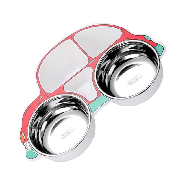 Bewildely Vajilla de acero inoxidable para niños, cuchara, tenedor, compartimento, cuenco, cubiertos sin óxido, autoalimentación, coche Type3 NO3