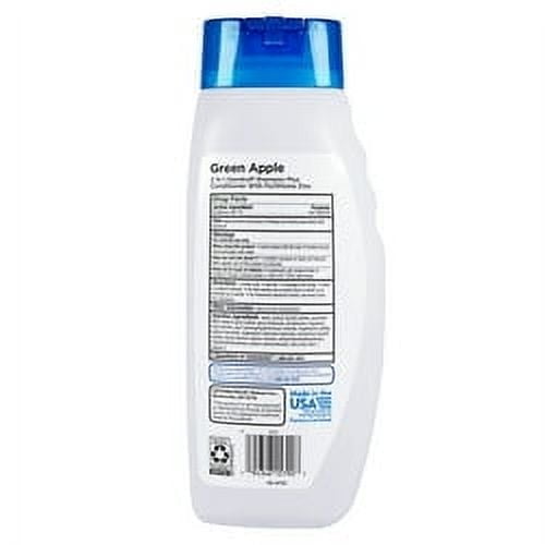(4 pack) Equate 2 in 1 Green Apple Dandruff Shampoo & Conditioner with Pyrithione Zinc, 20.7 fl oz