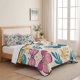 thumbnail image 5 of Twin XL Quilt Set 68''x98'', Spring Butterflies Lightweight Summer Bedspread Coverlet Set with 2 Pillow Shams, Summer Countryside Leaf Flowers Breathable All Season Quilt Bedding for Dorm/Guest Room, 5 of 9