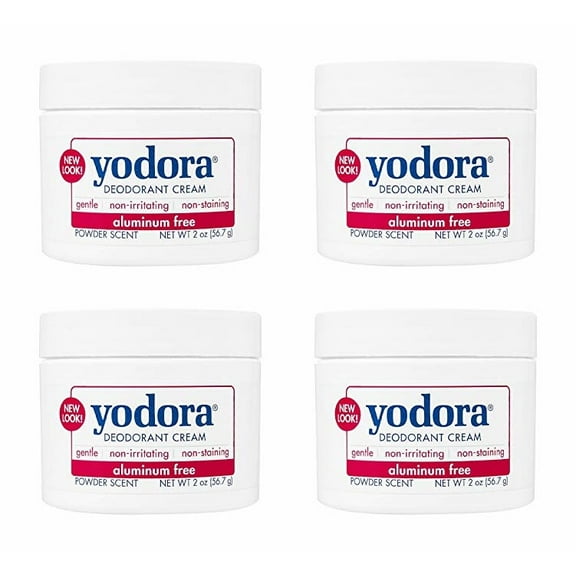 Yodora Deodorant Cream Non-Irritating, 2 oz, Pack of 4