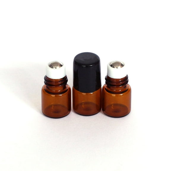 Joernso 10 Pcs 1ml Empty Brown Glass Bottle Roller Ball Essential Oil Liquid Container