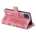 thumbnail image 4 of Nalacover for Samsung Galaxy A12 5G Embossed Floral Pattern PU Leather Crossbody Case with Shoulder Strap,Shockproof Magnetic Flip Kickstand Credit Card Slots Zipper Pocket Wallet Phone Case,Pink, 4 of 10