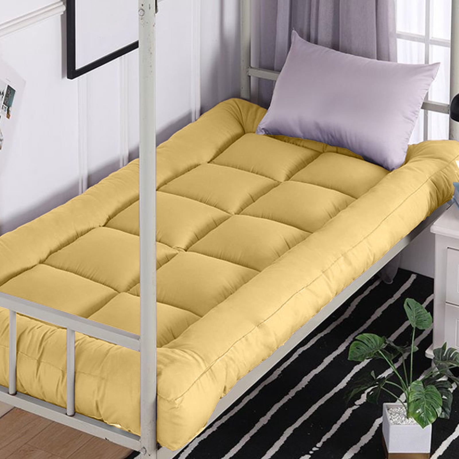 YHAICO Twin Mattresses Pressure Relief Mattress A Class Fiber Mattress Student Bed Tatami 3D Thickened Mattress 90x200cm Yellow