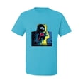 thumbnail image 2 of Wild Bobby, Colorful Cosmic Neon Astronaut Lunar Spaceman Moon Galaxy, Fashion, Men Graphic Tee, Light Turquoise, XX-Large, 2 of 4