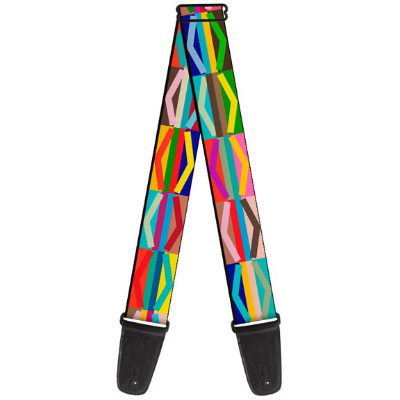 Buckle-Down Guitar Strap, Geometric Pattern Multi Color, 2 Inches Wide