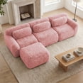 thumbnail image 2 of FFH 114.7" L Shaped Couch Plush Boneless Sofa with Movable Ottoman, Pink, 2 of 12