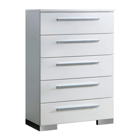 Furniture of America Rayland Contemporary Wood 5-Drawer Chest in Glossy White