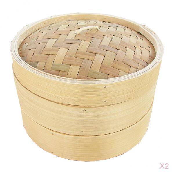 Handmade Boutique Bamboo Steamer Home Bamboo Steamer Dumplings Steamer Steamer Drawer Full Bamboo Steamer Cage A Cover,Beige-22cm 