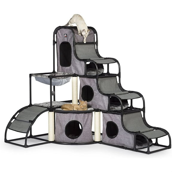 Prevue Pet Products Catville Tower Cat Activity Center in Gray, 56 inches Tall