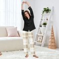 thumbnail image 6 of Dailycode Women's Pajama Pants Wide Leg Lounge Pj Bottoms With Pockets Beige and White Scottish Tartan, 6 of 7