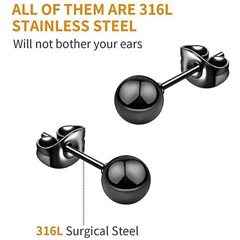 100pcs 316L Stainless Steel Hypoallergenic Round Shape Earring