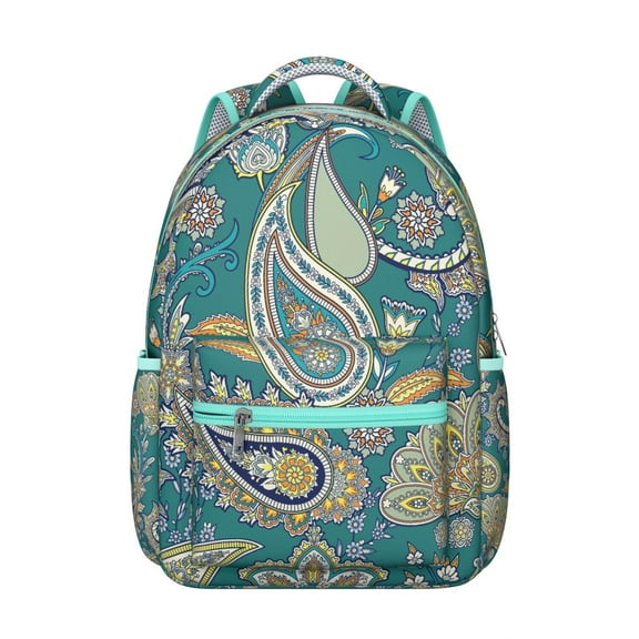 Colorful Paisley Boho Backpack with Padded Straps - Waterproof & Stylish for School