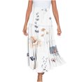 thumbnail image 4 of ShomPort Boho Midi Skirts for Women Elastic High Waist Flowy Swing Long Skirts Loose Comfy A-Linen Summer Skirts (X-Large, White), 4 of 7