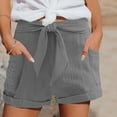 thumbnail image 2 of Chbgutlmr Summer Shorts for Women Belt Elastic Waisted Casual Loose Fold over Beach Vacation Shorts Pockets, 2 of 5