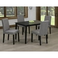 thumbnail image 2 of Cappuccino Wood 5 Piece Dining Set With Grey Linen Chairs, 2 of 2