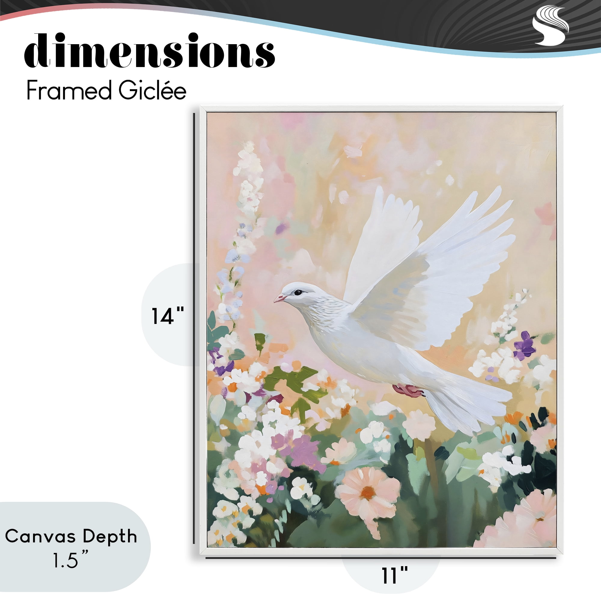 Stupell Industries White Dove Among Spring Blooms White Framed Giclee Art, design by The Prints Vibe