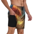 thumbnail image 2 of Naloa Red And Blue Fire Dragon B Print Men Swim Trunks with Compression Liner ,Board Shorts,Men's Swim Shorts with Drawstring and Elastic Waistband-Small, 2 of 6