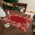 thumbnail image 3 of Red Snowflakes Christmas Winter Xmas Cloth Placemats Set of 4 Table Mats Table Decorations 12x18 Inch, 3 of 6