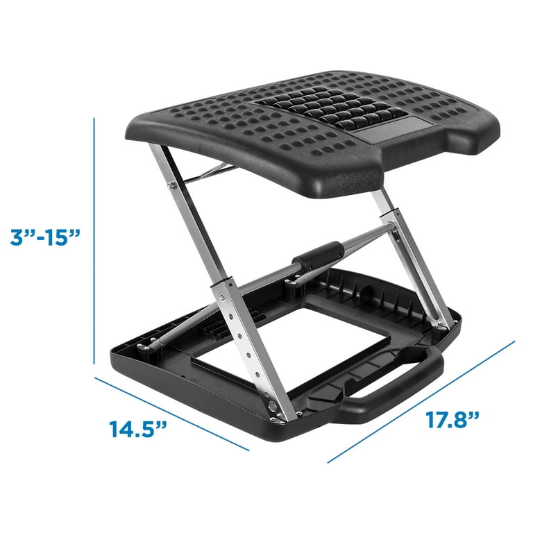 Mount-It! Under Desk Footrest with Messaging Rollers and Height Adjustment | 18 x 14 Inches