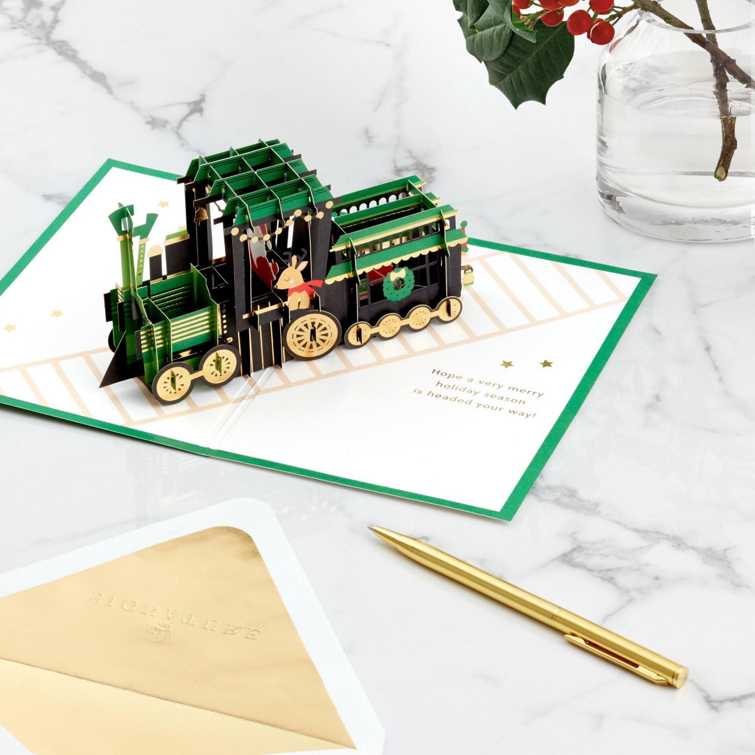 Carte en relief de Noël – Signature de Hallmark (Train de Noël)