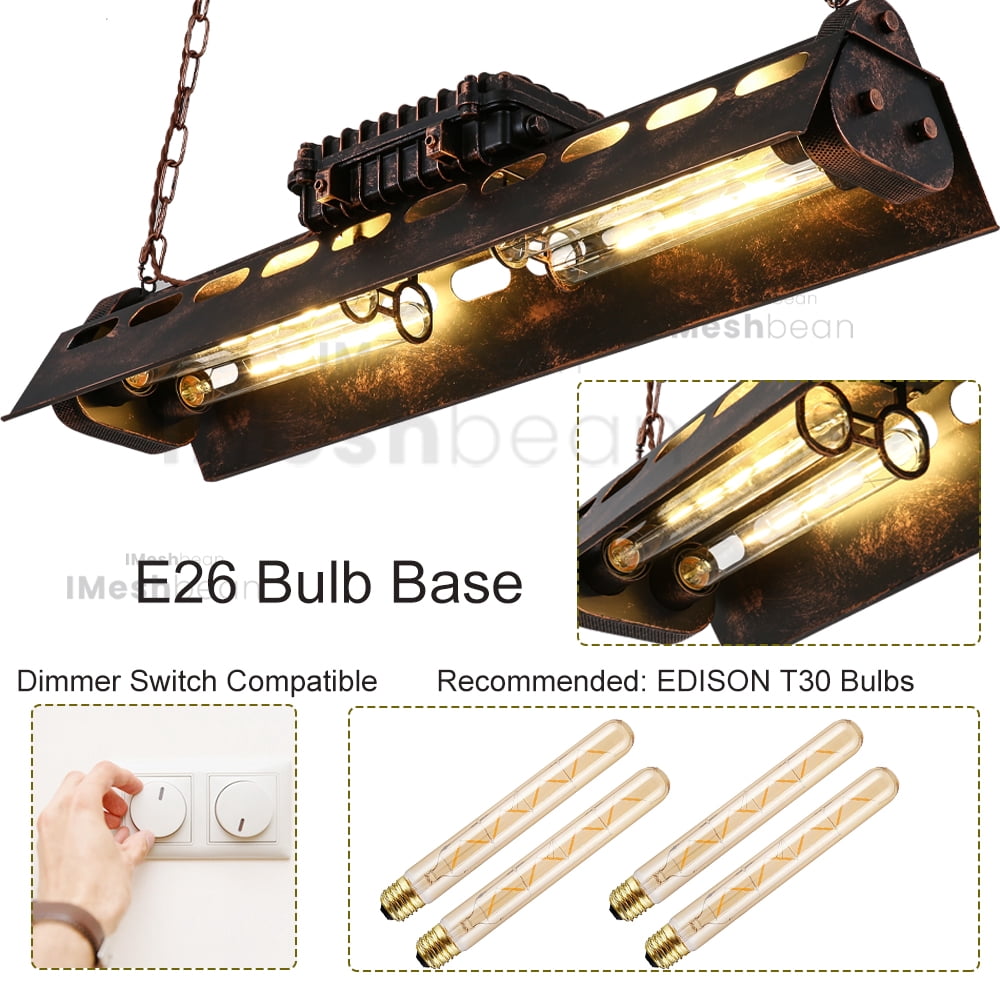 iMeshbean Industrial Steampunk Chandelier Pool Table Ceiling Light Fixture Wrought Iron Pendant Lamp for Bar Kitchen Island Dinging Room