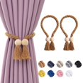 thumbnail image 1 of Cortinas con forma de bola magnética de madera NICEEC, paquete de 2 unidades, color café claro, 1 of 6