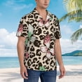 thumbnail image 3 of Vsdgher Leopard Dots Print Men's Hawaiian Shirts Button Down Tropical Holiday Beach Shirts Vacation Clothes,Medium, 3 of 7