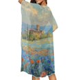 thumbnail image 4 of HELLHERO Long Long Kimono Swimsuit Cover Up for Summer High Quality Fabrics Loose Bathing Suit Cover Up Castle Overlooking Flower Meadow, 4 of 6