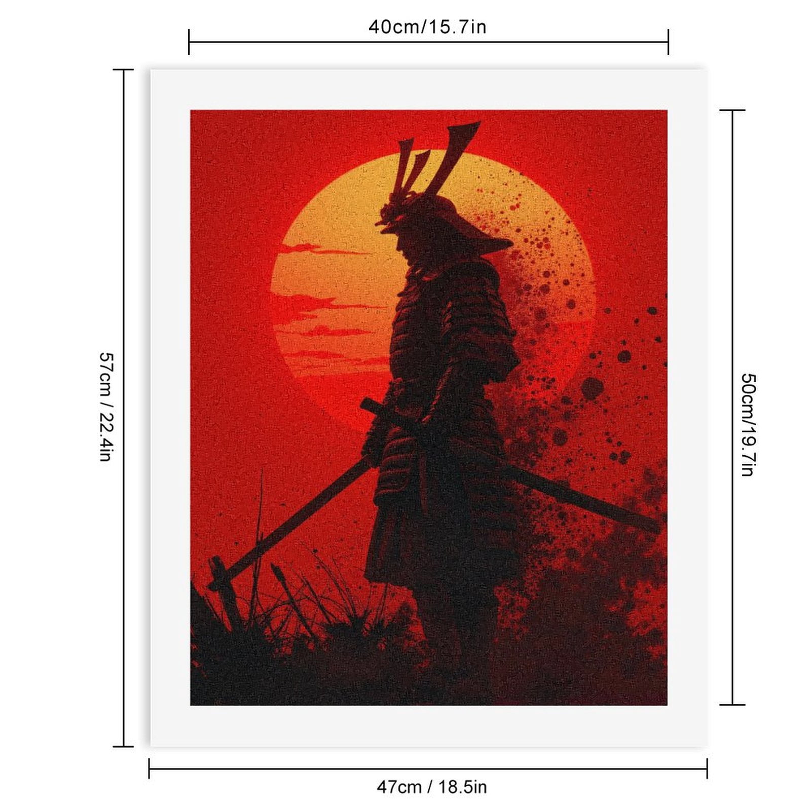 Paint by Numbers Kit for Adults, Samurai With Sword Sunset Background Paint by Numbers, Easy Paint by Numbers Kit for Adults Beginner, DIY Adult Paint by Number Kits on Canvas, Home Decor