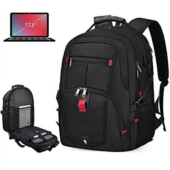 Sac à Dos pour Ordinateur Portable 17 Pouces Imperméable Très Grand Sac à Dos de Voyage TSA Antivol Collège École Affaires Sacs à Dos pour Hommes avec Port de Chargement USB 17.3 Sac à Dos pour Ordinateur de Jeu pour Femmes Hommes Noir 45 L