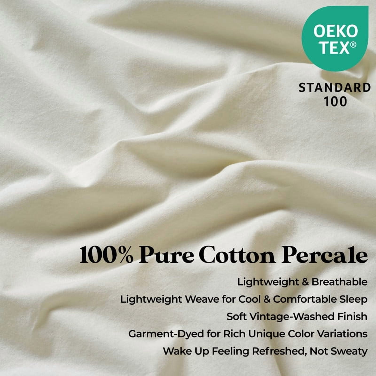 Superior Carmen 100% Cotton Relaxed Wash Bed Sheet Set, California King, Ivory