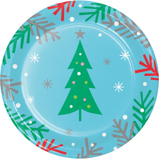 Holiday Whimsy Christmas Tree Dessert Plates, 24 Count Serves 24 Guests