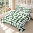 thumbnail image 3 of Manfei Contemporary Grid Quilt King,Checkered Art King Coverlet Set,White Dark Green,3 Pieces,1 Bedspread and 2 Pillowcases, 3 of 7