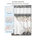 thumbnail image 2 of No Hook Cloth Fabric Shower Curtain with Snap in Liner, Country Flowers Waterproof Shower Curtains Set with See Through Top Window, Fall Rustic Floral Herbs Black Plaid Bath Curtains Shower 72"x72", 2 of 6