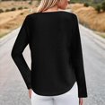 thumbnail image 4 of Camiseta de Mujer con Encaje de Piña y Costuras, Color Liso, Larga, Cuello Redondo, Informal. Negro L, 4 of 7