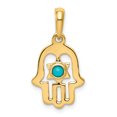thumbnail image 1 of 14K Yellow Gold Turquoise Chamseh Pendant, 1 of 2