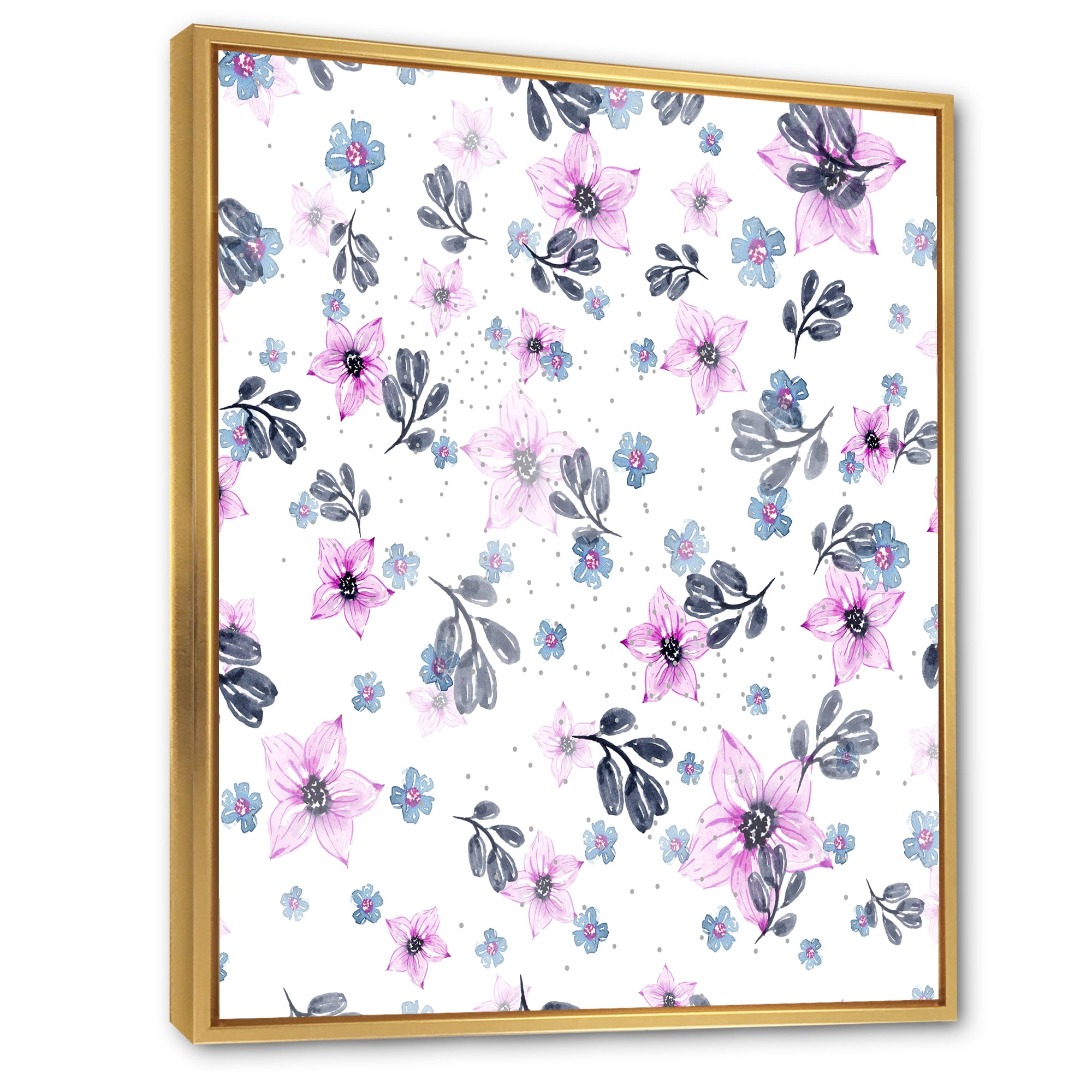 Designart 'Petals and Pink Flowers' Traditional Framed Canvas Wall Art Print
