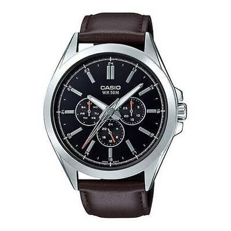 Casio MTP-SW300L-1AV Men's Leather Band Sweep Second Hand Multifunction