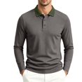 thumbnail image 4 of Mfakffe Men's Polo Shirts Classic Long Sleeve Golf T Shirt Fall Winter Big and Tall Lapel Collar Tops Work Cotton Tees (Gray, 3XL), 4 of 5