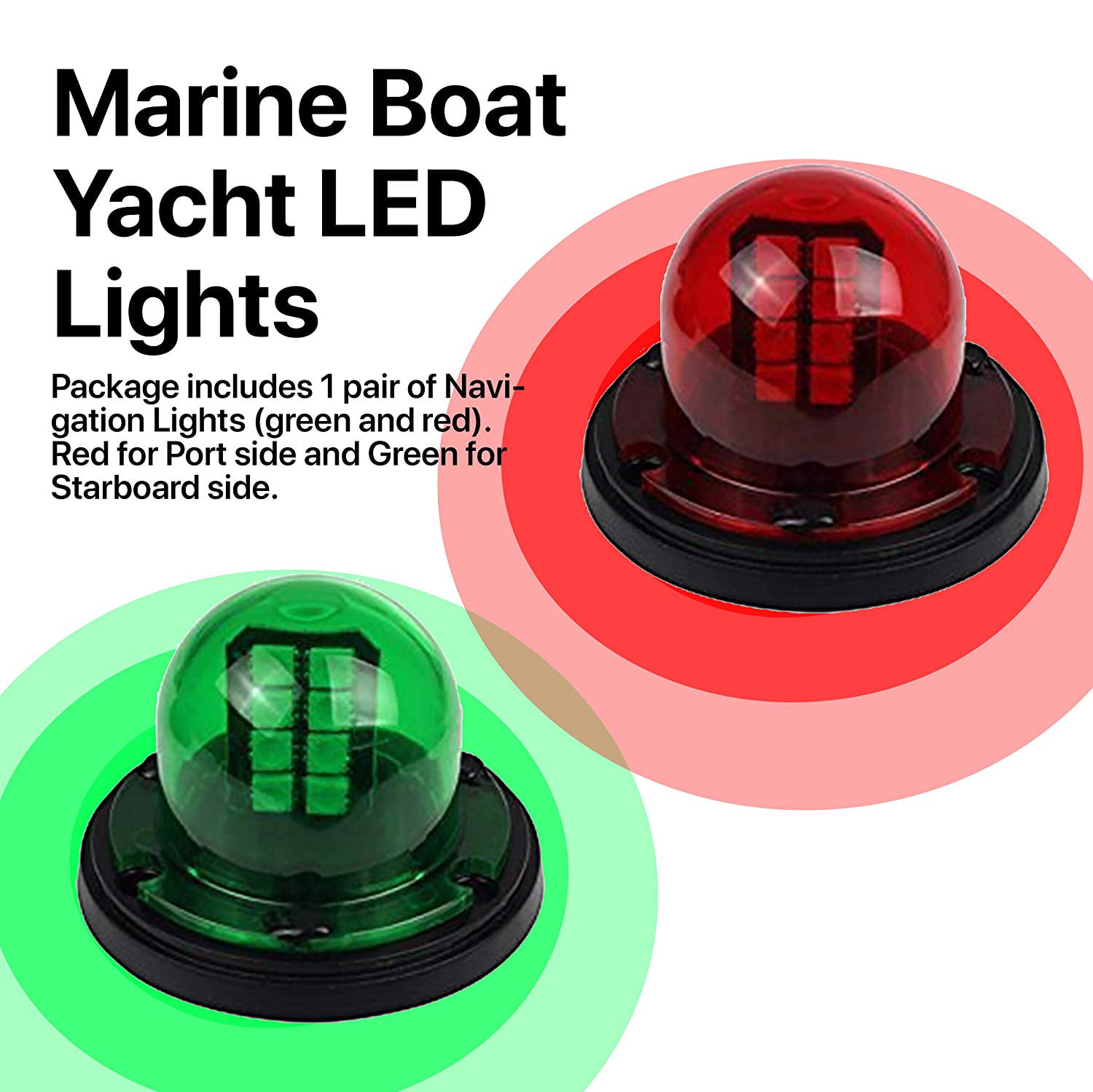 TruWire 12V Led Boat Navigation Lights with Stainless Steel Covers, 1 Pair