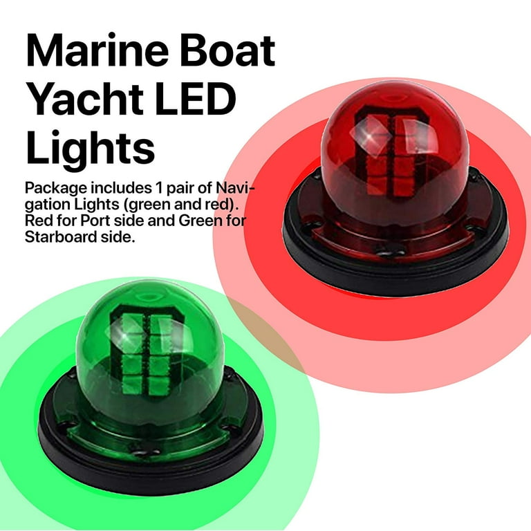 TruWire 12V LED Boat Navigation Lights with Stainless Steel Covers, 1 Pair, Size: 6