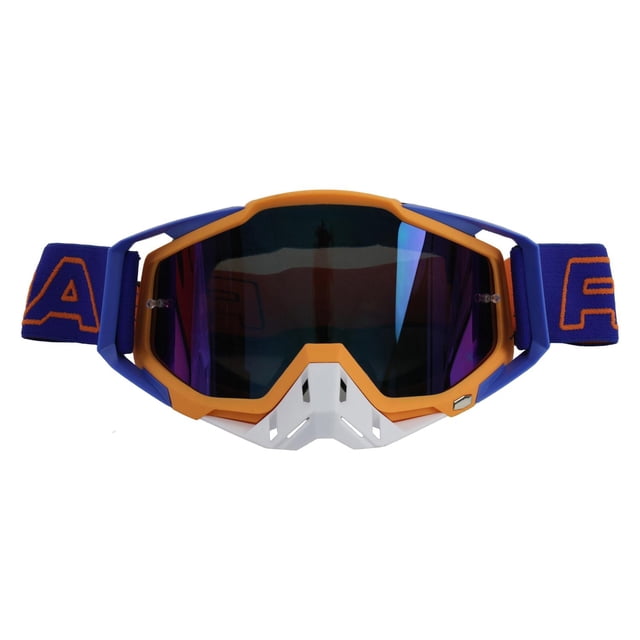 Goggle Naranja Con Visor Rainbow Azul Modelo Off Road Roda
