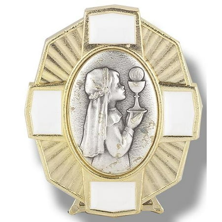 Communion Girl Plaque - WJH Gold Communion Plaque With Girl